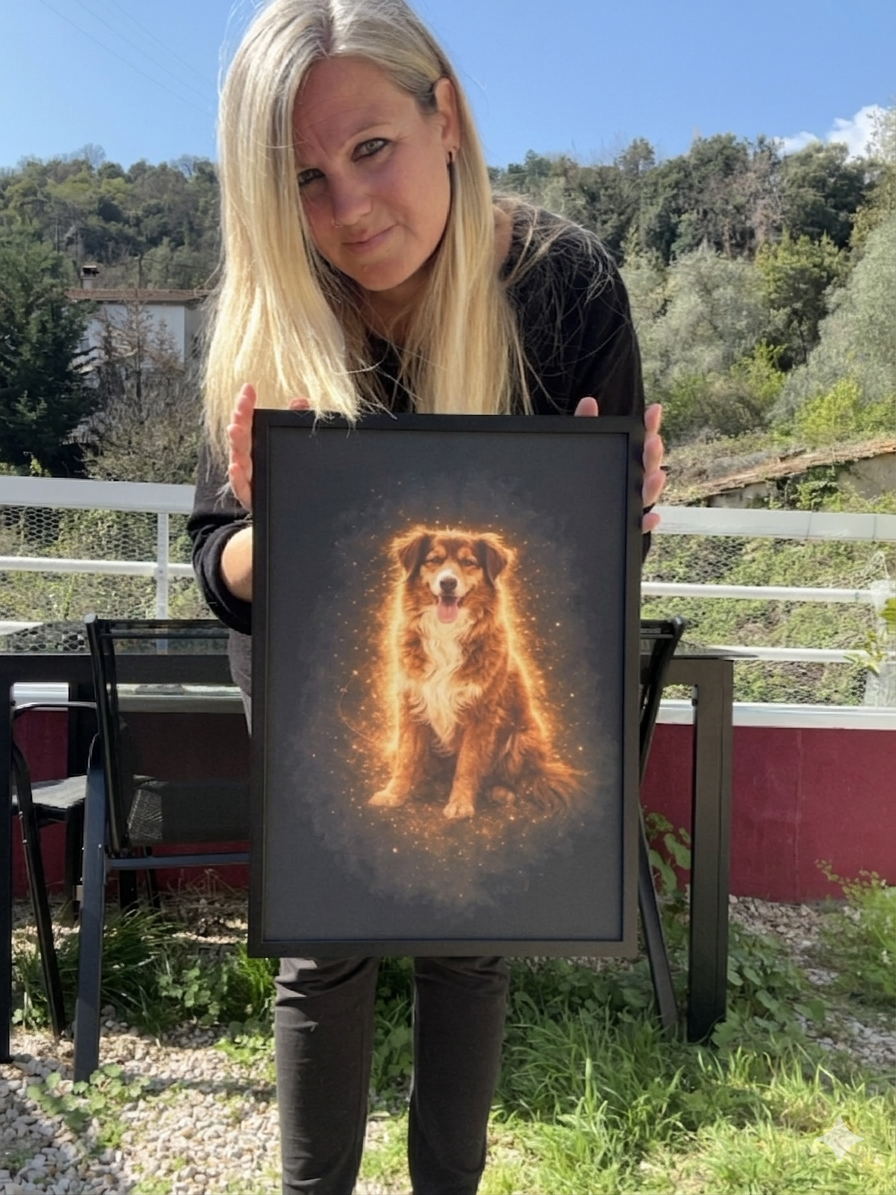 Ritratto animale personalizzato con cornice – Quadro commemorativo per animali domestici 🐾