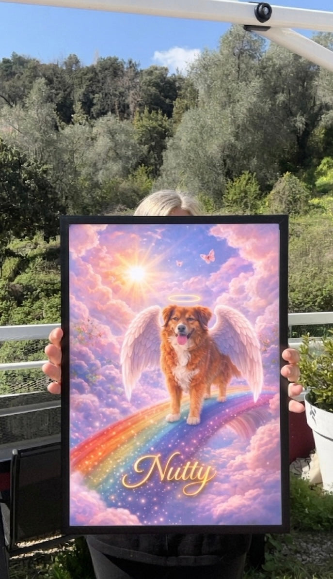 Ritratto animale personalizzato con cornice – Quadro commemorativo per animali domestici 🐾