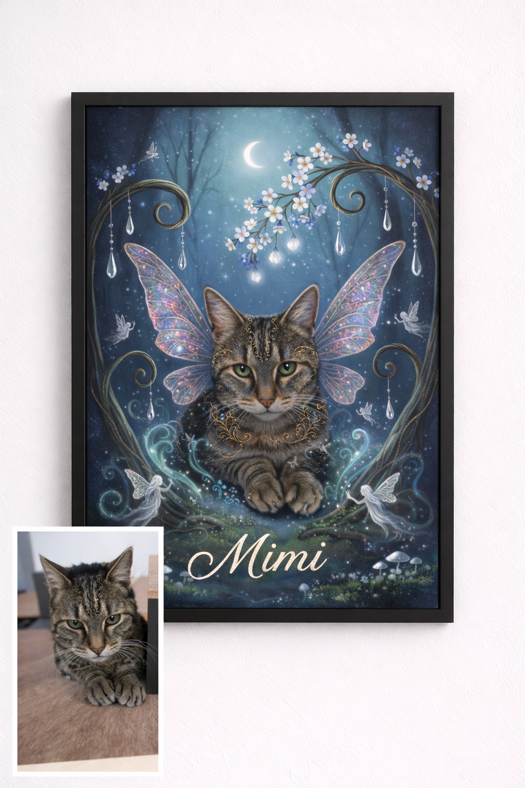 Ritratto animale personalizzato con cornice – Quadro commemorativo per animali domestici 🐾