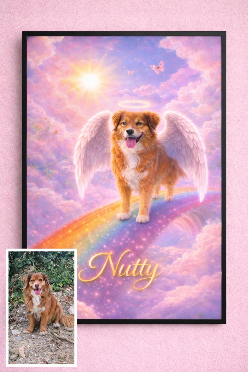 Ritratto animale personalizzato con cornice – Quadro commemorativo per animali domestici 🐾