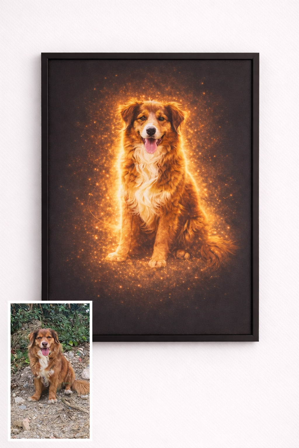 Ritratto animale personalizzato con cornice – Quadro commemorativo per animali domestici 🐾