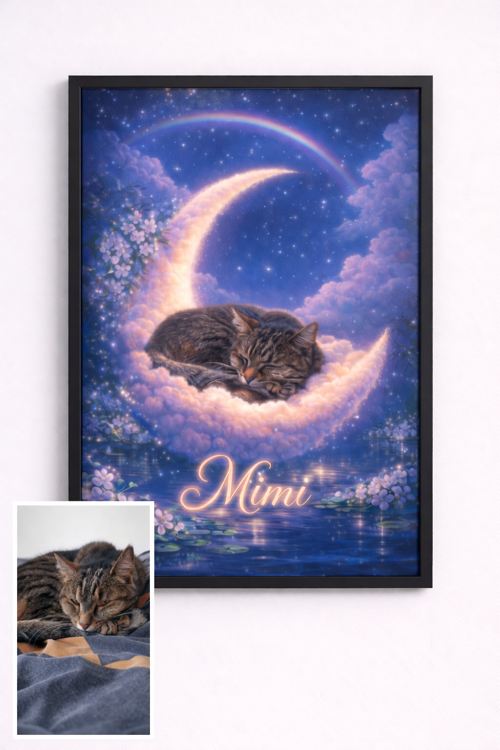 Ritratto animale personalizzato con cornice – Quadro commemorativo per animali domestici 🐾