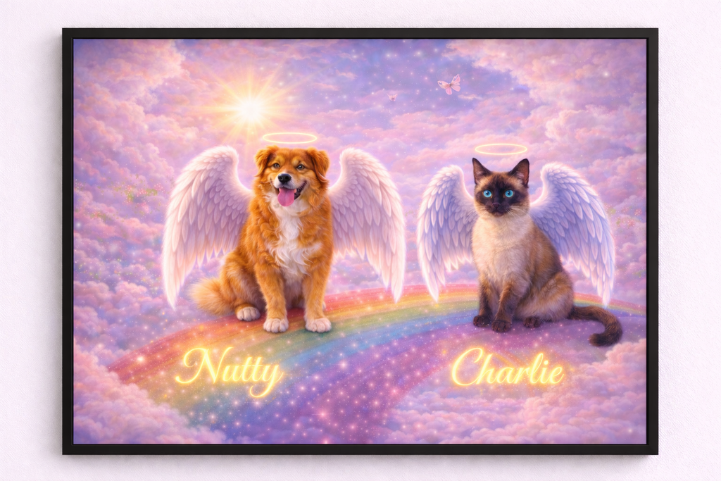 Ritratto animale personalizzato con cornice – Quadro commemorativo per animali domestici 🐾