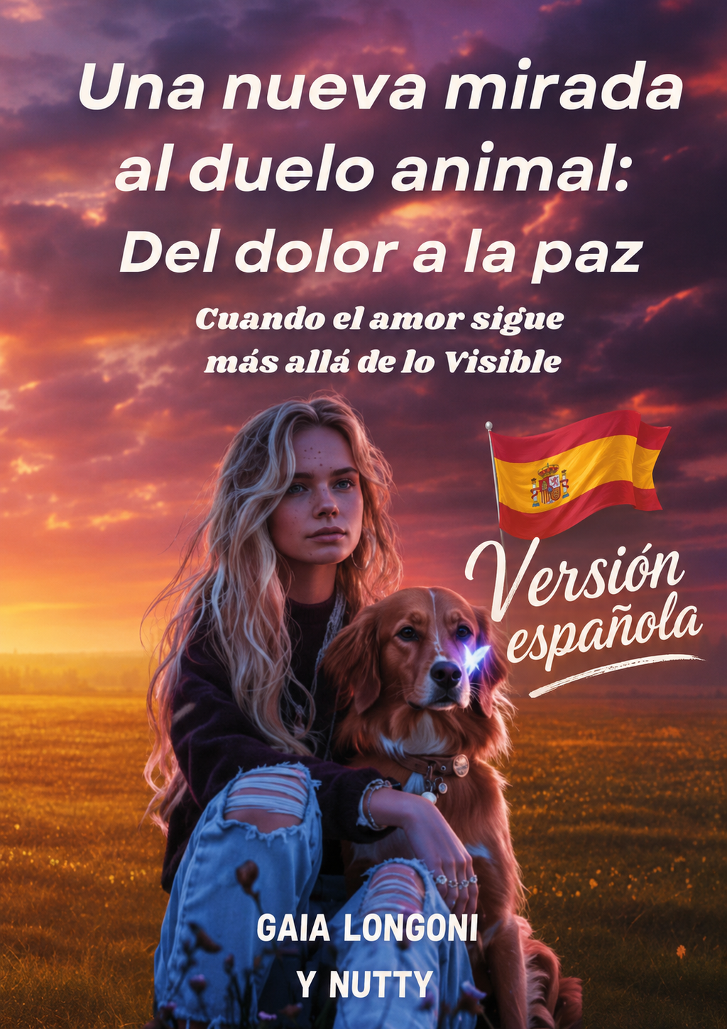 Portada del libro «Una nueva mirada al duelo animal: Del dolor a la paz». Versión española del libro de Gaia Longoni sobre el duelo por la pérdida de un perro, un gato o cualquier animal querido.